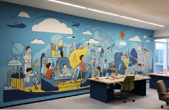 信丰办公室墙绘的特点。